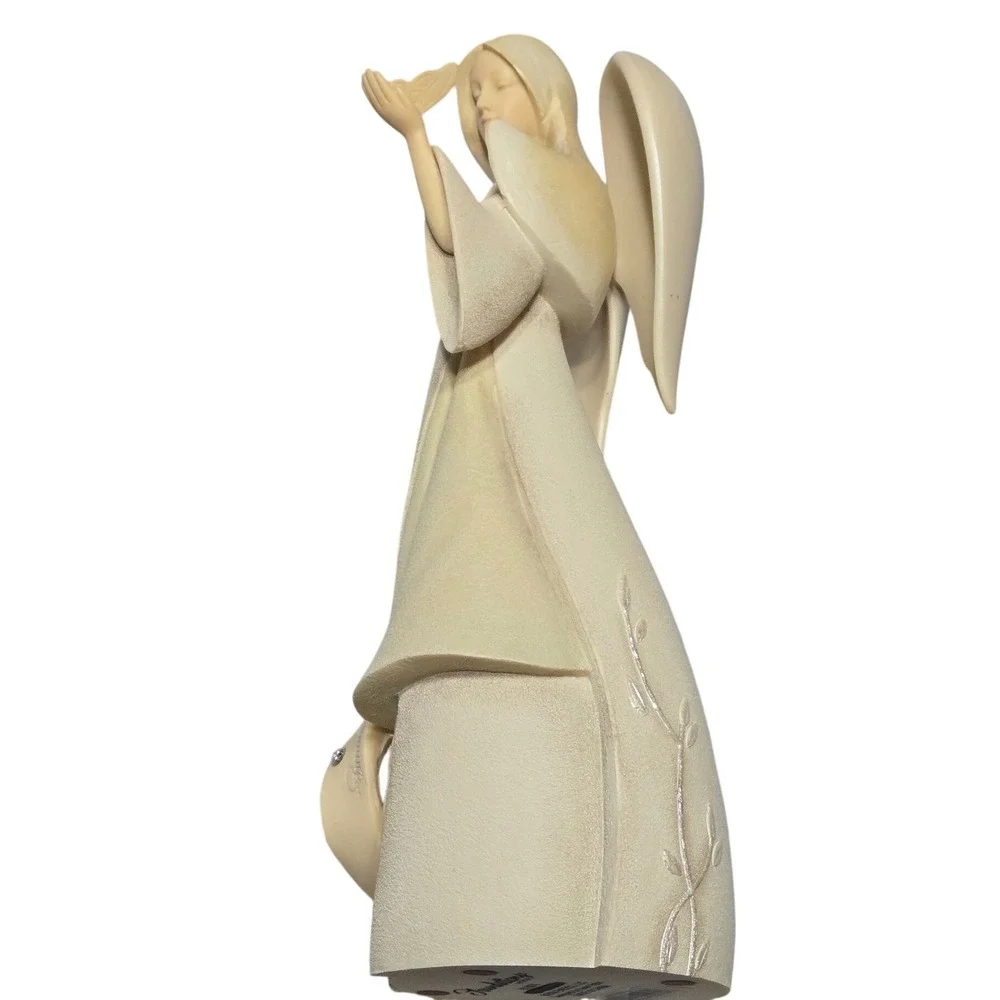 Enesco Foundations Angel Figurine Rhinestone Accent Beige Resin‎ 2009
